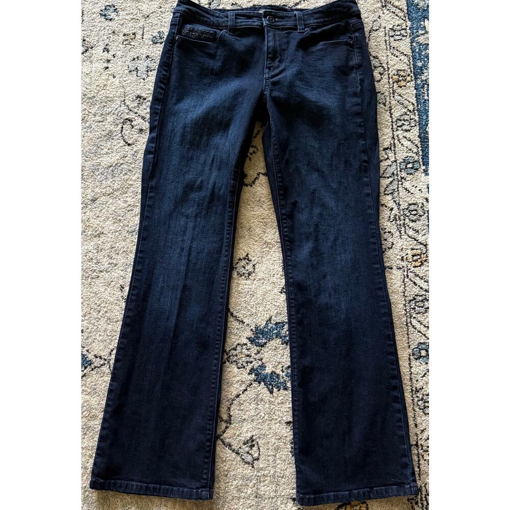 White House Black Market Women's Bootcut Jeans Dark Wash Embellished Size 6S